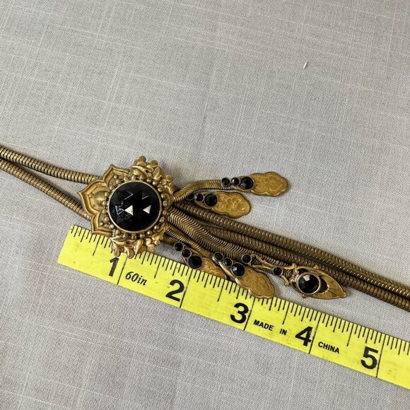 Vintage Jack Smile Egyptian Revival Art Deco Style Brass Bolo Necklace - Picture 9 of 16